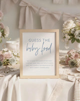 Guess the Baby Food Sign | Boho Dusty Blue Baby Shower Game Sign 8x10 BM1