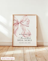 Pink Bow Bridal Shower Welcome Sign | She's Tying The Knot