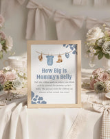 How Big Is Mommys Belly Baby Shower Sign 8x10 | Blue Cowboy Western