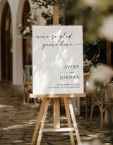 We're So Glad You're Here Wedding Sign | Minimalist Modern Theme