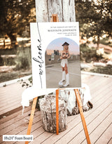 Graduation Party Welcome Sign | Personalized Photo Modern Minimalist M9