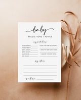 Minimalist Baby Predictions Card | Advice Wishes Parents Gender