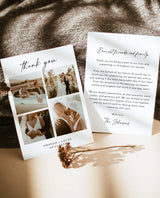 4 Photo Wedding Thank You Card with Envelopes | Modern Minimalist Boho - detail view