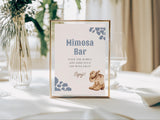 Mimosa Bar Baby Shower Sign 8x10 | Blue Cowboy Western