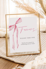 Favors Sign Baby Shower Sign | Pink Bow
