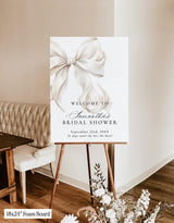 White Bow Bridal Shower Welcome Sign | Ivory Coquette