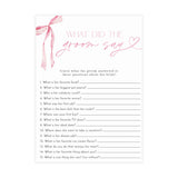 What Did the Groom Say Game Bridal Shower Game | Pink Bow