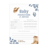 Predictions and Advice Baby Shower Card | Blue Cowboy Western