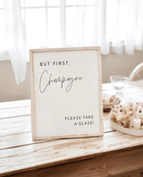 But First Champagne Sign | Modern Minimalist Wedding Drink