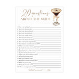 20 Questions About the Bride Bridal Shower Game | Love is Brewing Espresso Martini - styled photo