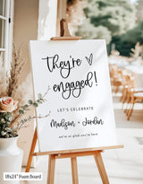 They're Engaged Party Sign | Modern Minimalist Theme