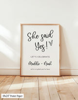 She Said Yes Engagement Party Sign | Boho Calligraphy Theme