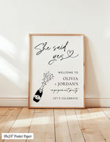 She Said Yes Engagement Party Welcome Sign | Modern Champagne M9