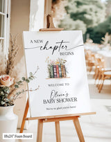 A New Chapter Begins Baby Shower Welcome Sign | Gender Neutral - Printed Sign by Wild Bloom Design Studio