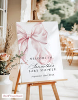 Pink Bow Baby Shower Welcome Sign | Coquette Theme