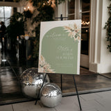 Boho Sage Green Baby Shower Welcome Sign | Pampas Grass Poster