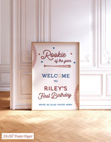 Baseball Birthday Party Welcome Sign | Rookie Of The Year Sports Theme R2