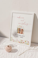 Advice and Wishes Sign 8x10 | Wildflower Books Bridal Shower - mockup display