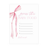 Guess the Baby Food Game Answer Card Baby Shower Card | Pink Bow