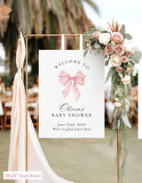 Pink Bow Baby Shower Welcome Sign | Coquette