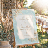 Blue Pampas Grass Baby Shower Welcome Sign | Boho Baby Shower PG2