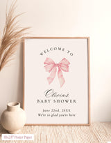 Pink Bow Baby Shower Welcome Sign | Coquette