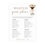 What's on Your Phone Bridal Shower Game | Love is Brewing Espresso Martini