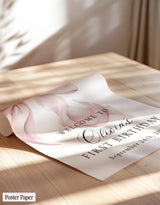 Pink Bow Birthday Party Welcome Sign | Coquette Theme R4