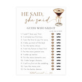 He Said She Said Bridal Shower Game | Love is Brewing Espresso Martini