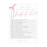 Bridal Trivia Game Bridal Shower Game | Pink Bow