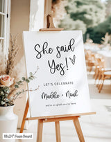 She Said Yes Engagement Party Sign | Boho Calligraphy Theme