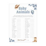 Baby Animal Matching Baby Shower Game | Blue Cowboy Western