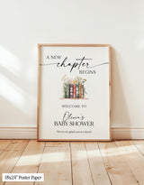 A New Chapter Begins Baby Shower Welcome Sign | Gender Neutral - close-up detail