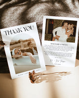 Modern Wedding Thank You Card with Envelopes | Minimalist Personalized