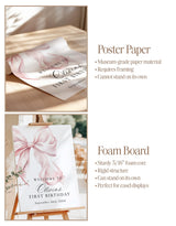 Pink Bow Birthday Party Welcome Sign | Coquette Theme R4