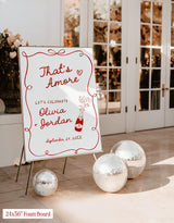 That's Amore Wedding Welcome Sign | Modern Italian Wavy Frame