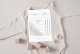 Over or Under Baby Shower Game | Boho Sage Baby Shower Game Card 5x7 BM1