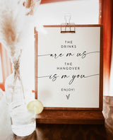 Open Bar Sign | Wedding Modern Minimalist Free Drinks Table Signage