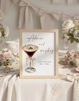 Advice and Wishes Bridal Shower Sign | Love is Brewing Espresso Martini - styled photo