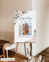 Floral Funeral Memorial Sign | Celebration of Life | In Loving Memory
