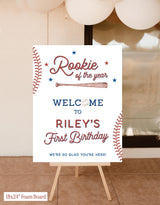 Baseball Birthday Party Welcome Sign | Rookie Of The Year Sports Theme R2