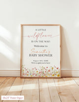 A Little Wildflower On The Way Baby Shower Welcome | Flower Theme - close-up detail