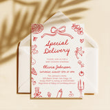 Special Delivery Baby Shower Invite | Pizza Invitation Hand Drawn Theme
