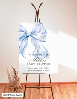 Blue Bow Baby Shower Welcome Sign | Coquette Theme