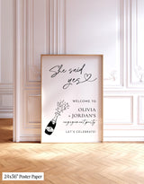 She Said Yes Engagement Party Welcome Sign | Modern Champagne M9