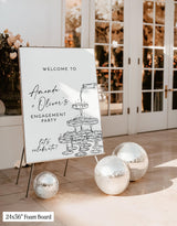 Champagne Tower Engagement Party Welcome Sign | Minimalist Modern Theme M9