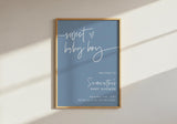 Sweet Baby Boy Baby Shower Welcome Sign | Dusty Blue Minimalist Poster BM1