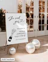 She Said Yes Engagement Party Welcome Sign | Modern Champagne M9