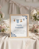 Family Traditions Baby Shower Sign 8x10 | Blue Cowboy Western