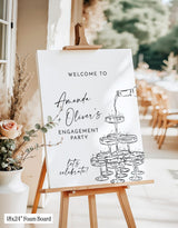 Champagne Tower Engagement Party Welcome Sign | Minimalist Modern Theme M9